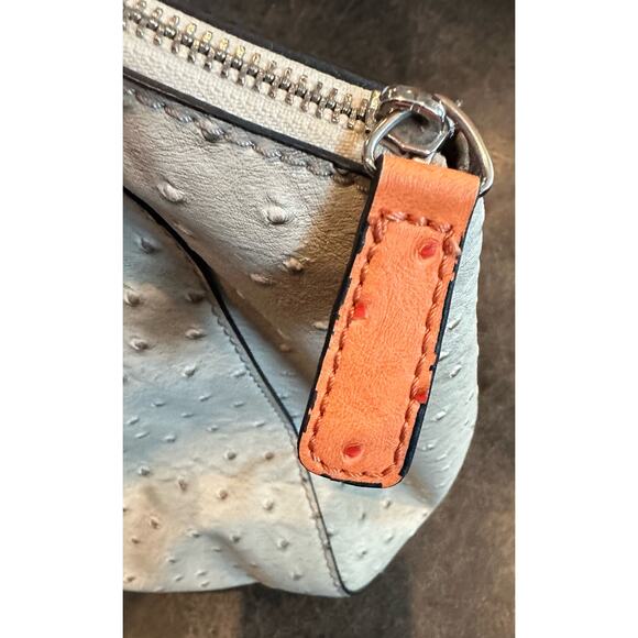 Guess Handbag, Shoulder Bag Faux Leather Ostrich Bone/Pink Orange With Wallet - Picture 9 of 10